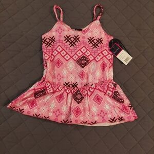Vibrant Pink Geometric Kids Dress